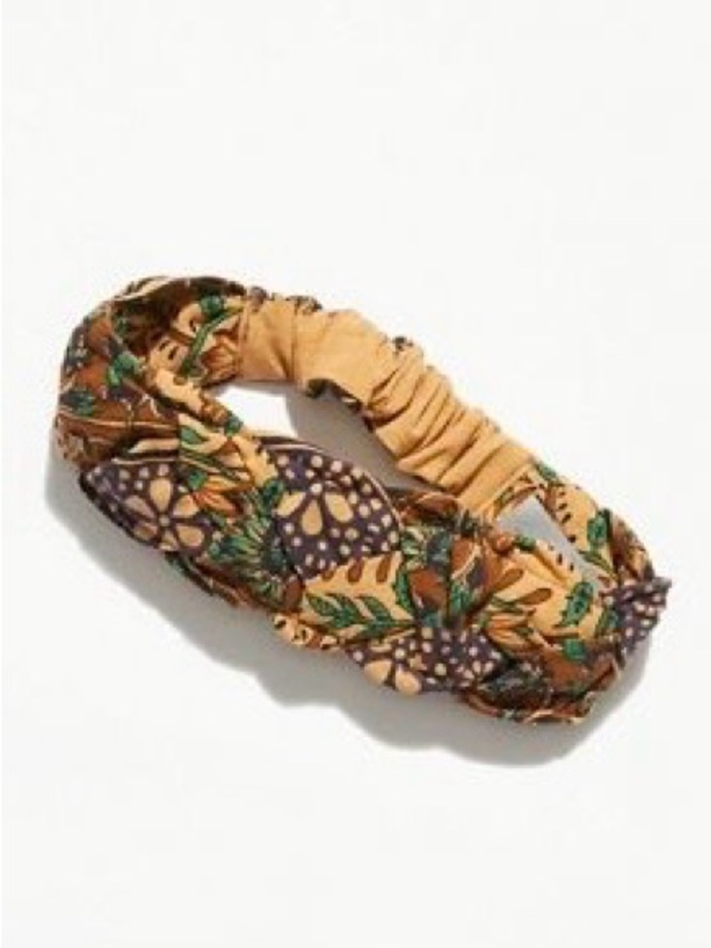 Free People Patterned Twisted Fabric Headband in Mustard Florals, NWOT